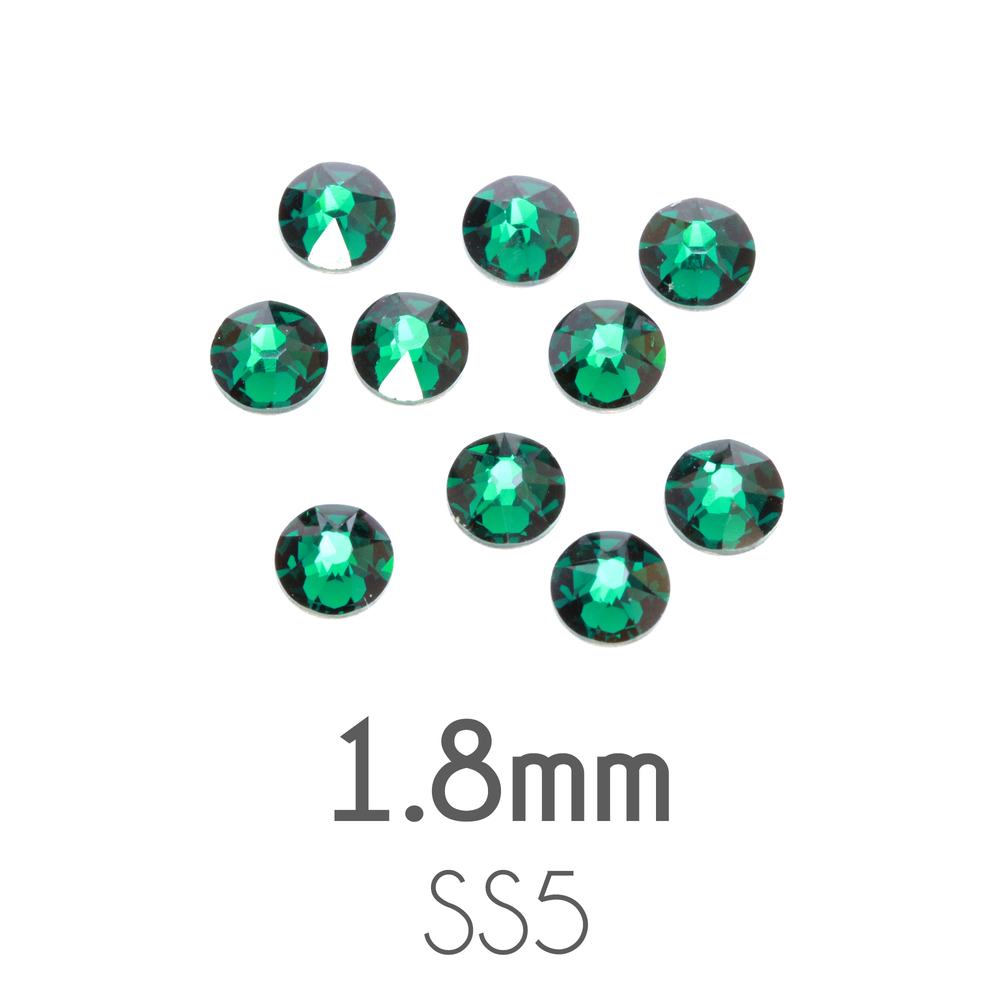 Beads & Swarovski Crystals 1.8mm Swarovski Flat Back Crystals, Emerald, Pack of 20
